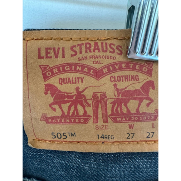 Boys Levi's 505 Regular Fit Blue Jeans Size 14 - Picture 3 of 8